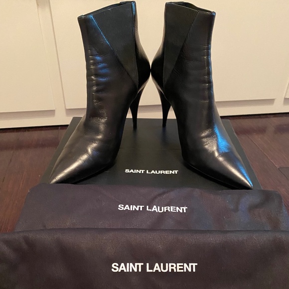 Saint Laurent Black Leather Chelsea Booties (Size 10) - Picture 1 of 16
